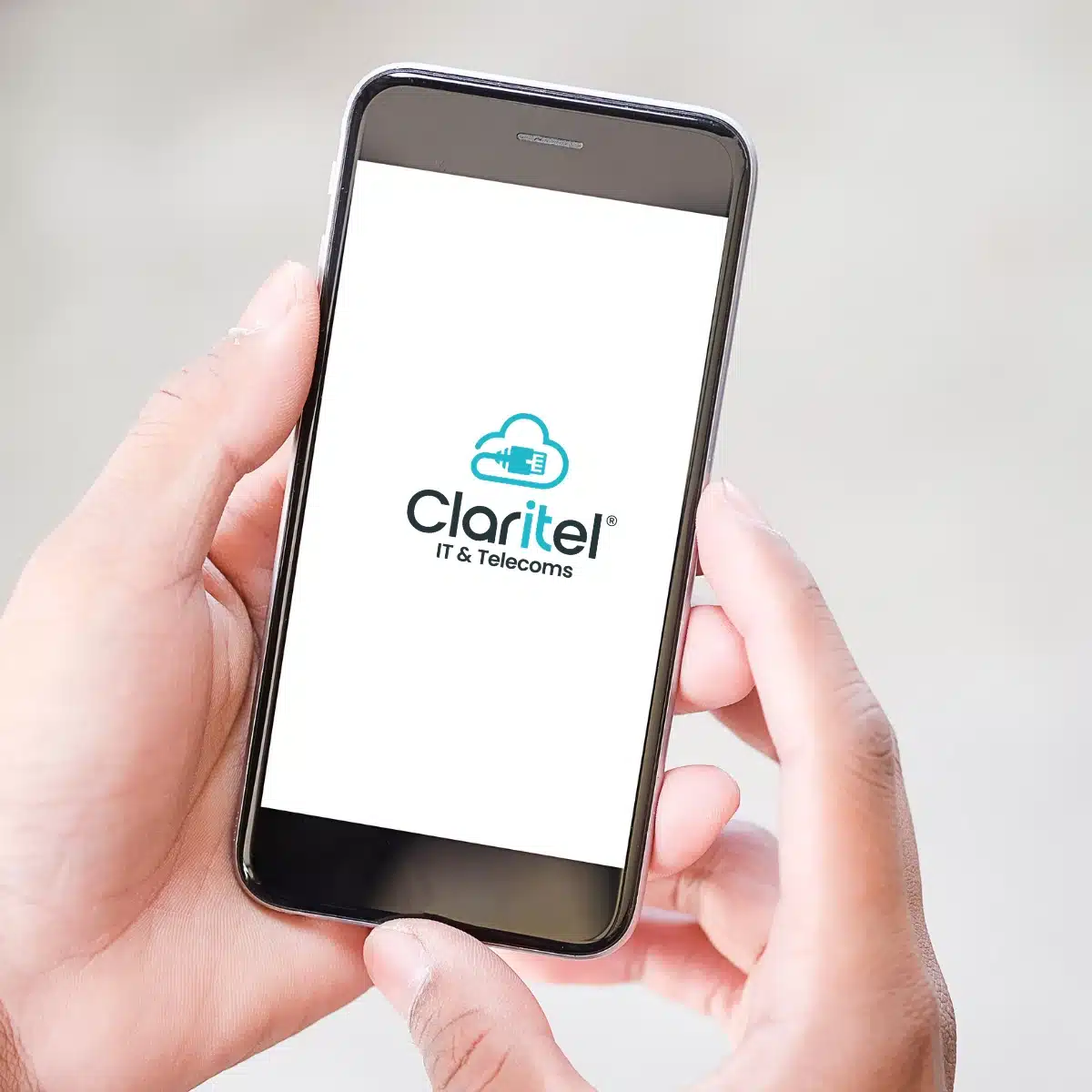 Smartphone with Claritel logo